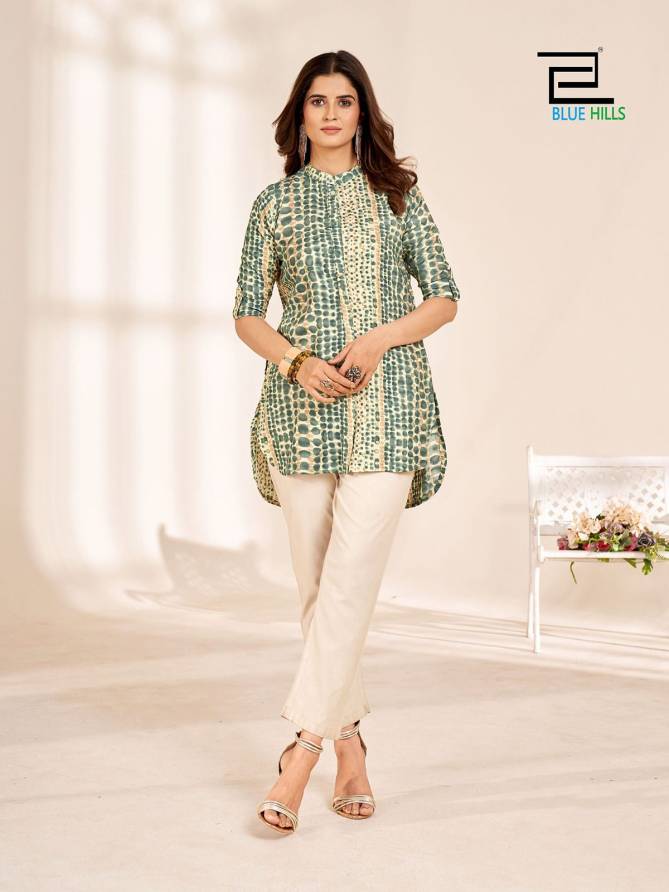 Blue Hills Our New Design Rayon Printed Ladies Top Catalog